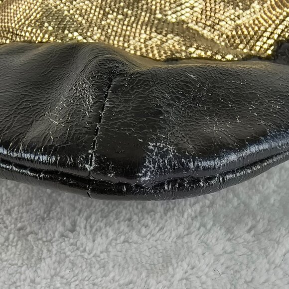 Foley + Corinna Black Leather & Gold Chanimail Crossbody Bag Purse Evening Bling - Picture 4 of 7